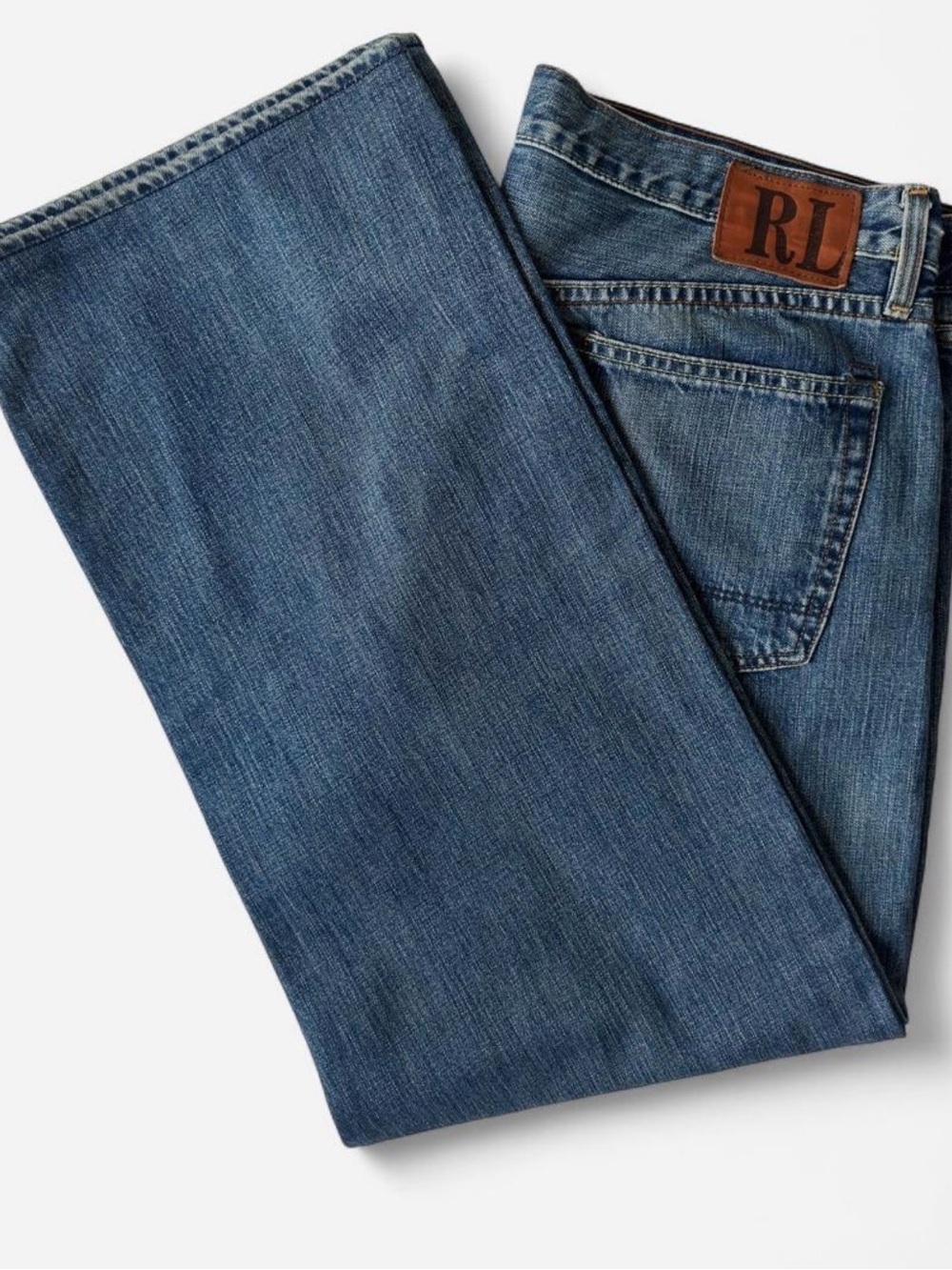 Polo Ralph Lauren Thompson Loose Fit Jeans 38x32 Baggy Faded Blue Denim
